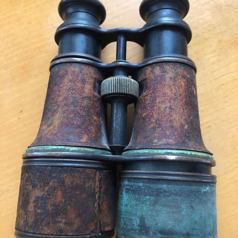 Antique-Style Binoculars in Brown and Patina Green